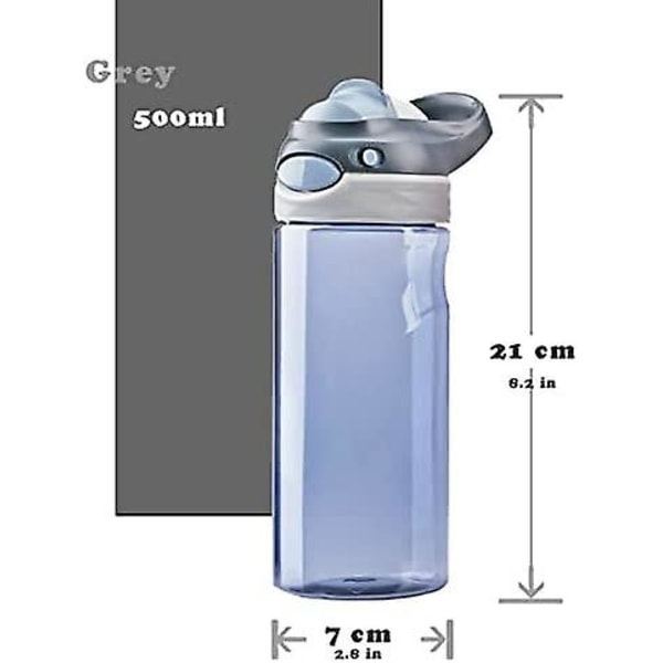 Baicccf 473 ml Grå Vattenflaskor Med Tritan, Liten Vattenflaska Med BPA-fri Och Läcksäker Design, Enhandsmanövrering, Lätt Att Bära