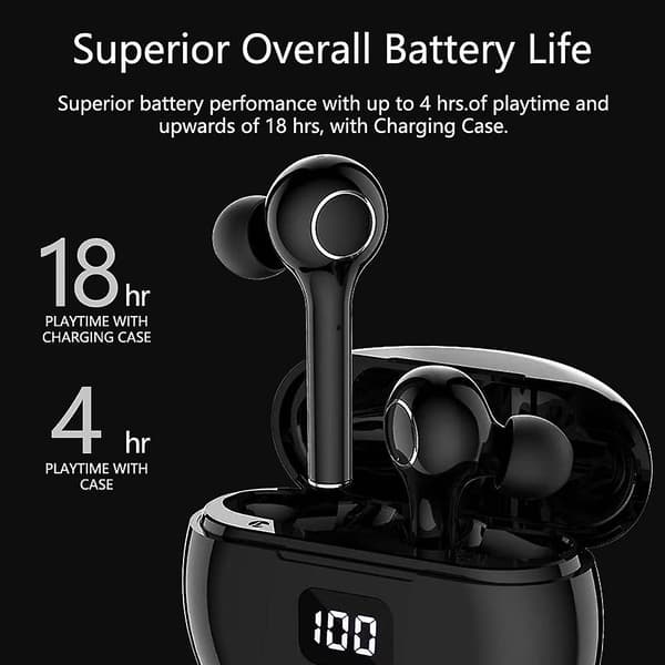 Trådlösa öronsnäckor, bluetooth 5.0 hörlurar touch control headset med laddningsfodral digital
