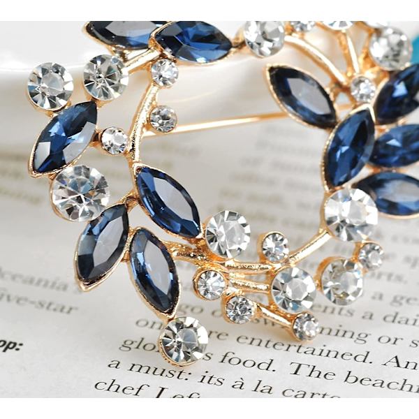 WABJTAM Klar Krystal Rhinestone Blomsterkrans Brosche