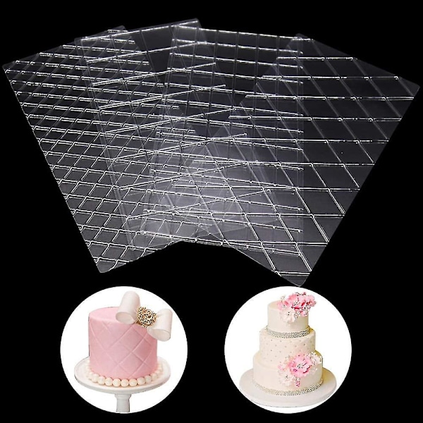 4 st texturmattor diamant quiltad rutnät form transparent fondant präglingsmatta spets präglingskant bakform