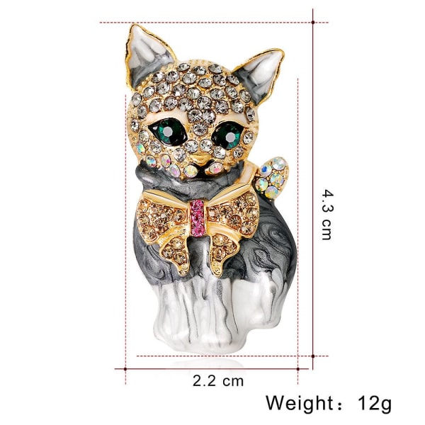 Fyldig 3D kat kæledyr østrigsk krystal emalje broche