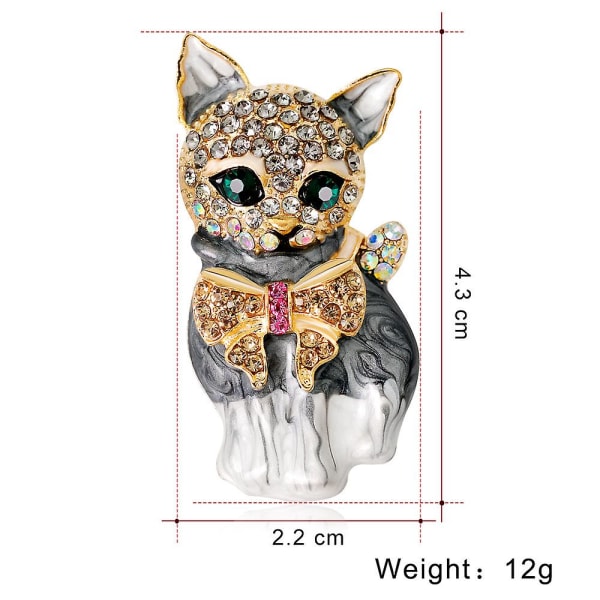 Plump 3D Cat Pet østrigsk krystal emalje broche
