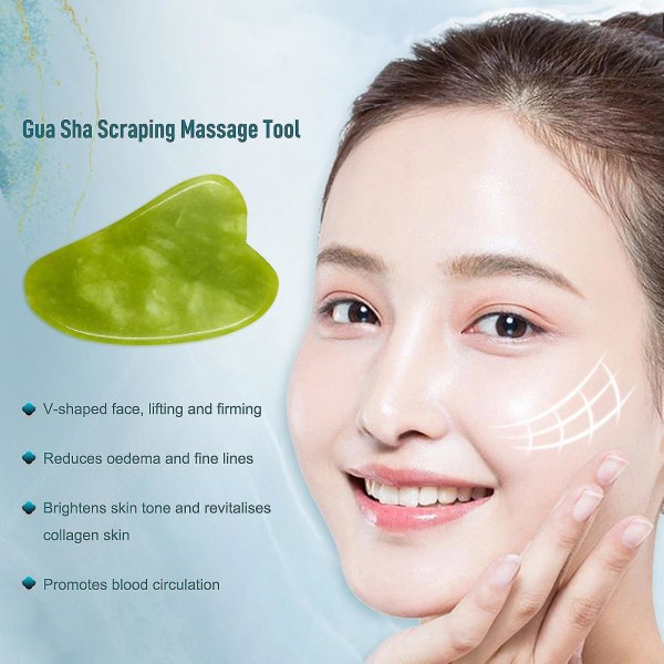 Naturlig Jade Gua Sha Skraping Massasjeverktøy for Ansikt og Kropp - Snngv（B）