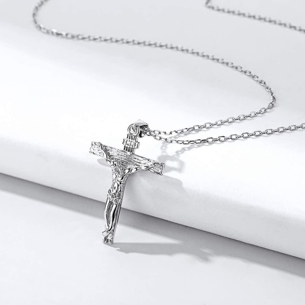 WABJTAM Personlig sølv katolsk Jesus Kristus INRI kors krucifiks vedhæng halskæde Kvinder Mænd