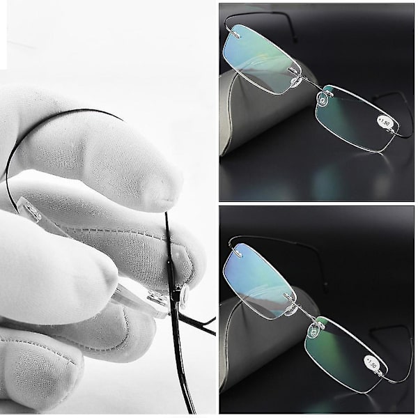 Ultralight For Titanium Rimless Reading Glasses Unisex+1.0~+3.5 Diopter Compact