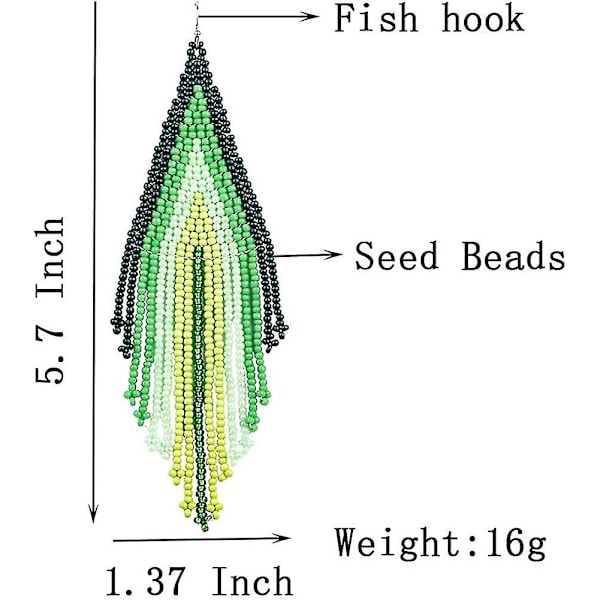 Lange Perle Dangle Øreringe \2013 Boho Native Håndlavede Seed Bead Tassel Øreringe Til Kvinder Og Piger, Bohemian Store Statement Perle Drop Fr,shznv