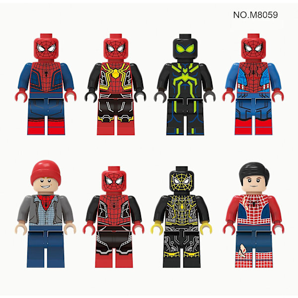 Påse med minifigurer, barnens byggklossar, tillbehör, leksaker, allians, spindelgåva för hjältar (påse, M8058)