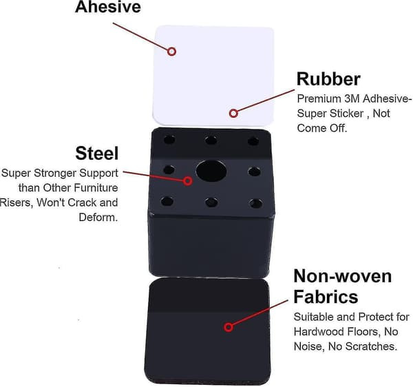 Seng Risers Møbel Risers Tilføj 2 Tommer Højde, Massivt Stål Støtter 10000 Pund, Bord Riser, Stol Eller Sofa Riser, Sæt Af 4 Møbel Riser -t