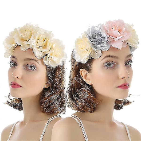 Hårband för bröllop, brud, blomsterkrans, 3D-simulerad blomma, strand, hårring