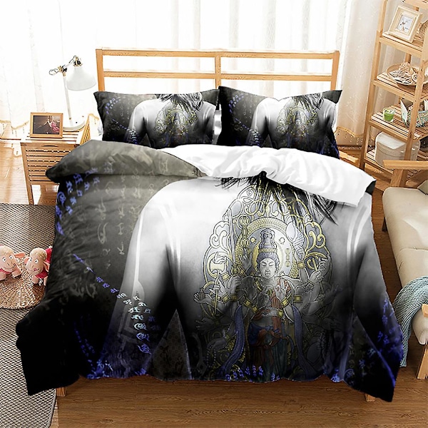 3D Digitaltryck Svart Flicka Quilt Cover Pillowcase Sängkläder Tre Delar Set FZN10 180*200cm -ZHENV（180*200cm）