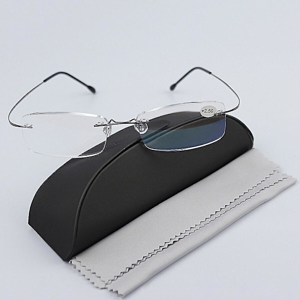 Ultralight For Titanium Rimless Reading Glasses Unisex+1.0~+3.5 Diopter Compact