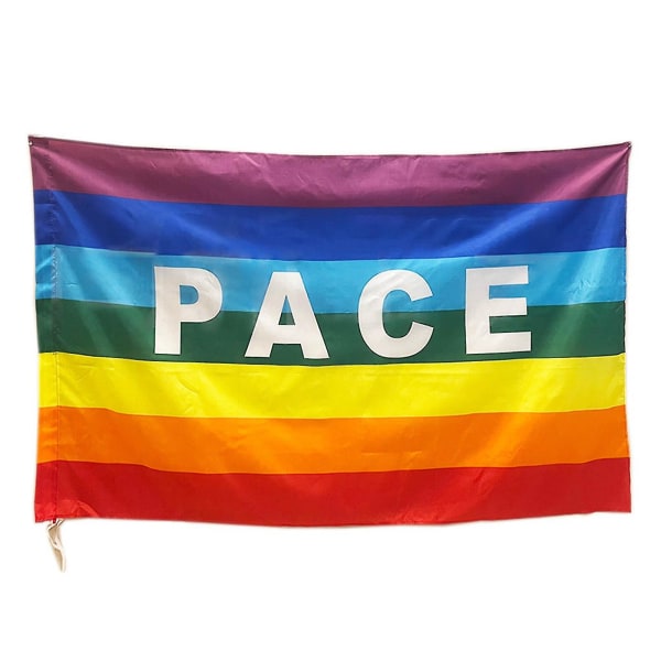 Regnbueflag Pacepeace Flag Polyester World Peace Farverig flagdekoration til indendørs udendørs haveudsmykning