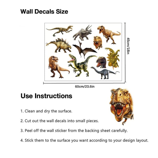 Dinosaurer-klistermærker Vægklistermærker Børneværelse Flerfarvet børnehave (stil 2)