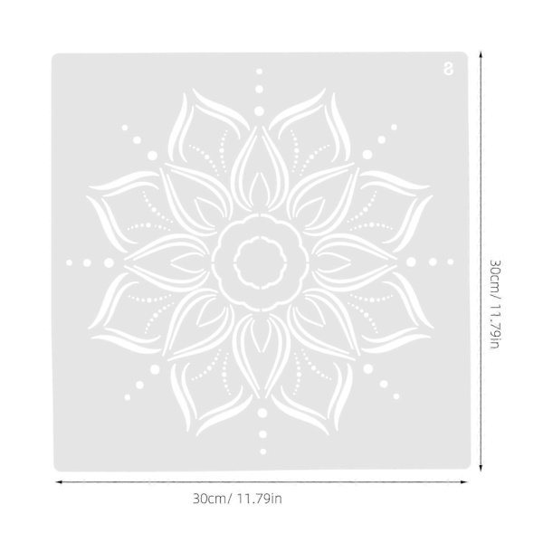 12 st Mandala-mallar för väggmålning, ritningsmallar, vägg- och golvmålning, DIY-mallar