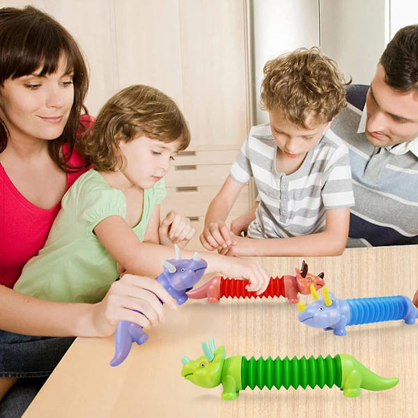 Pop Tubes Fidget Pop Tubes Fidget Tubes För Ångestlindring Leksaker Stressavlastande Leksaker Sinnesleksaker För Barn Och Vuxna (Triceratops)