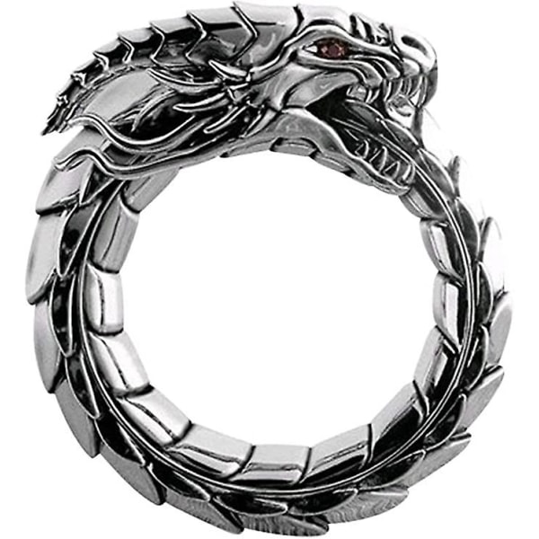 WABJTAM Punk Dragon Ring, Dragon Ring til mænd, gotisk rosenguld dragehovedring Punk Stone Dragon Ring til drenge Hip Hop Retro Rock Dragon Animal Jewelr