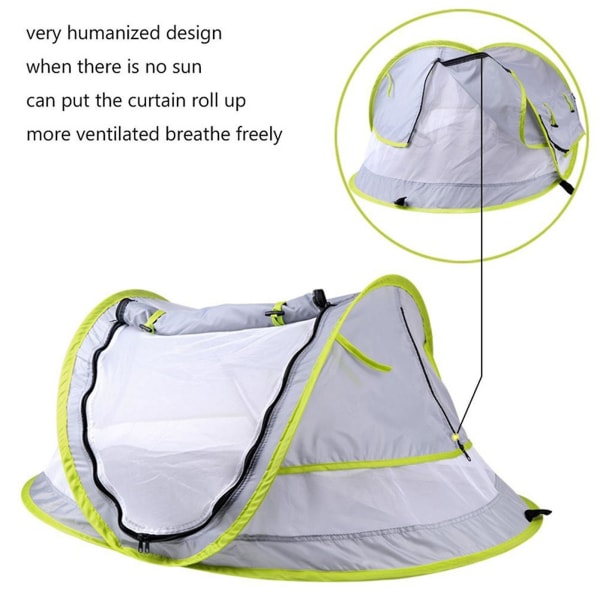 Baby Beach Pop Up telt, UPF 50+ beskyttelsessolskygge babytelt med myggenet