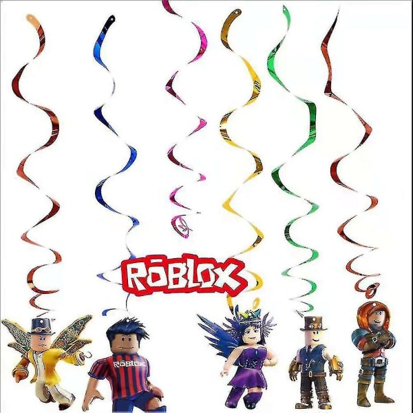 60st Roblox Party Decor Set Banners Ballong Cake Toppers Swirls