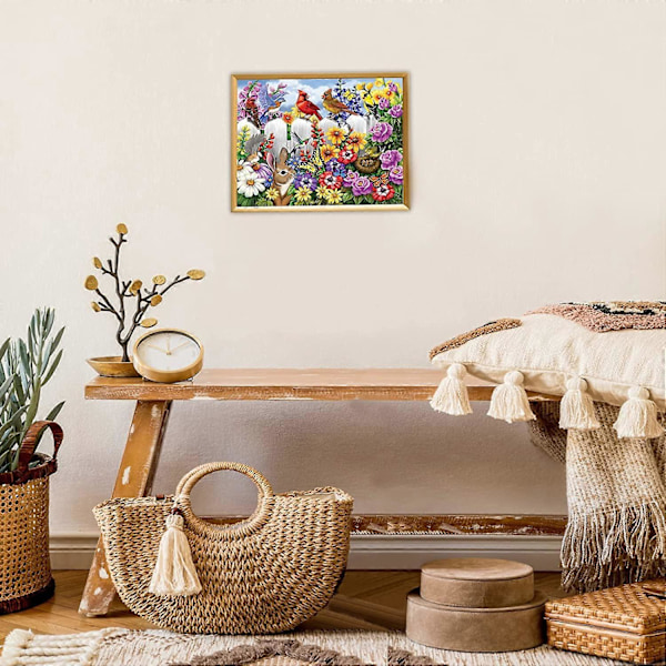 5D Diamantmålning Kit för Vuxna, Färg Blomma Fåglar Diamantmålning DIY Runda Borr Diamantmålning Konst, Måla efter Nummer Diamantpunkter med Verktyg