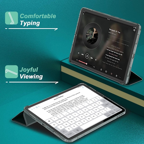 Ipad Air 4 Fodral 2020 - Ipad Air 4:e Generationens Fodral 10,9 Tum Lättviktigt Slimmat Skydd med Genomskinlig Frostad Hård Baksida [Stöd för Touch ID] (Rymdgrå)
