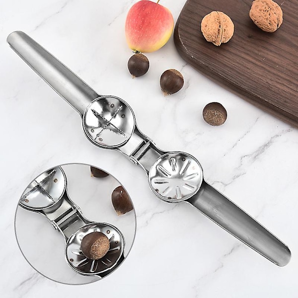 Rostfritt Stål Kastanjklämma Nötknäppare Nötknäppare Skalare Nötflasköppnare Gadget Silver