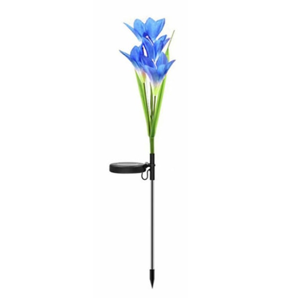 Solar Power Lily Flower 4 LED Lights Puutarhan pylväslamppu pihan sisustus (sininen)