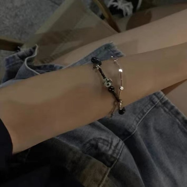 Klassisk håndlavet dobbelt-wrap armbånd sort