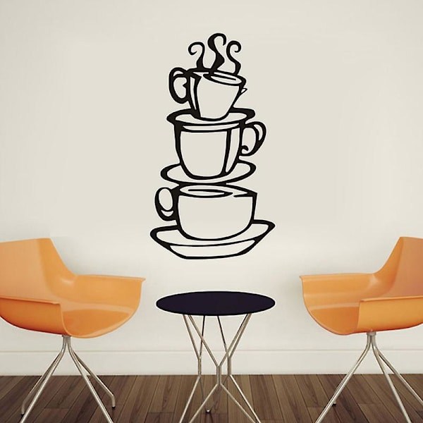 12 tommers kaffiveggklistremerer Kaffeveggkunst klistremerer Kaffetid klistremerer DIY flyttbare kaffeskilt veggdekor klistremerer med kaffekopper skilt for kaffebarer