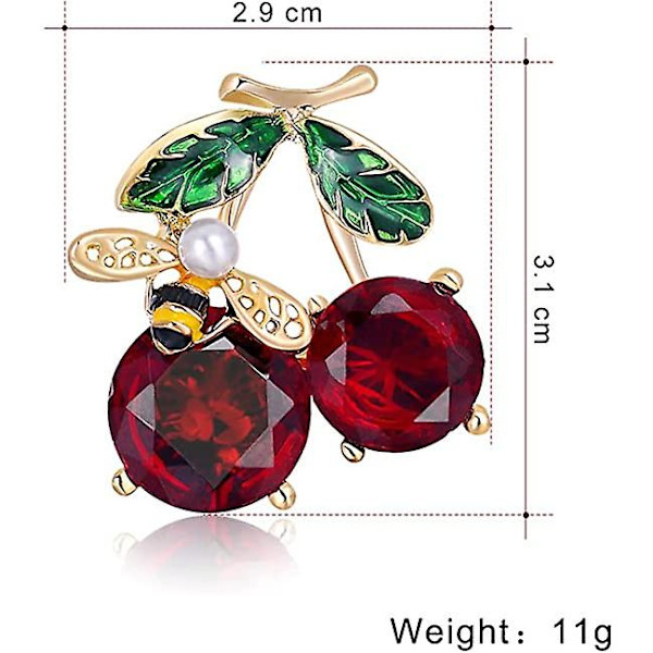 Naisten rintaneula Punainen Kristallikirsikka Pin Bee Brosseja Häät Brossi Kirsikka Rintaneula Pin Brossi Naiset Mekko Huivi Vaatteet Tarvikkeet Korut Lahja