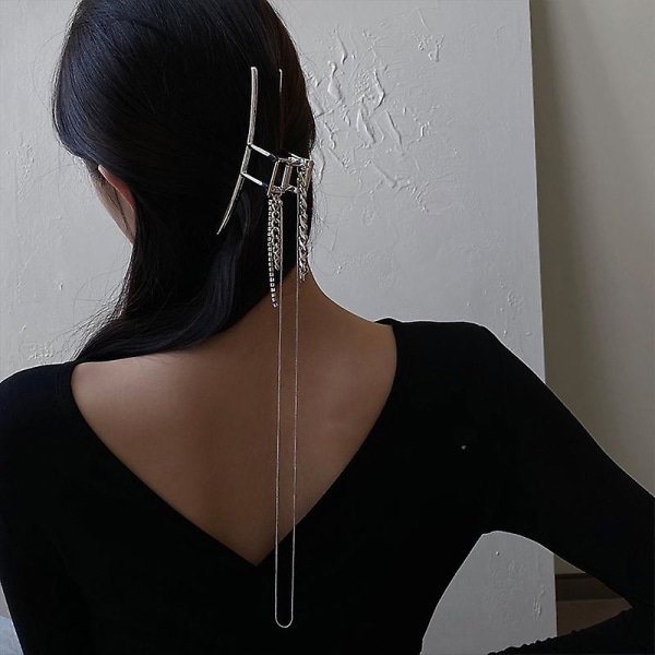 Elegant stil Hårklo kvast Rhinestone Chain Clip Dame hårtilbehør, 1 stk.