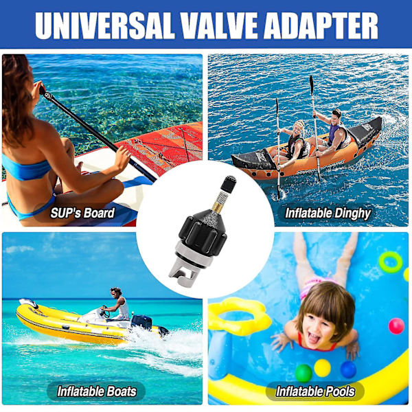 2 st Inflatable SUP Pump Adapter, Luftventilanslutning för Stand Up Paddle Board, Kajak, Båt (Svart)