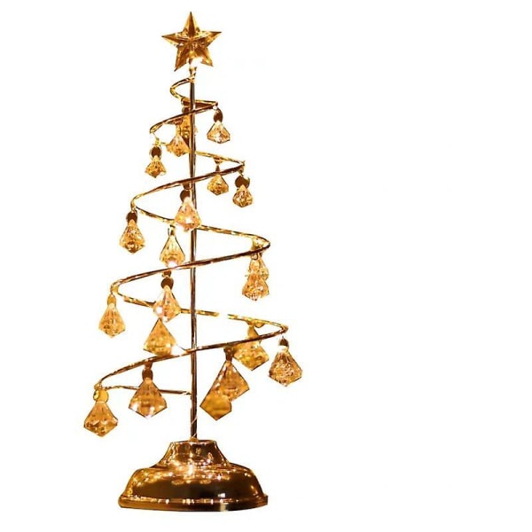 2024, metall juletre bordlampe, spiral smijern ornament display stativ med krystallkuler, julepynt, skrivebord dekorasjon 10 tommer med