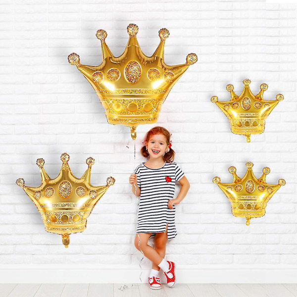 10 stycken guld kronballonger aluminiumfolie kronballonger för babyshower bröllop födelsedagsfest tillbehör, 4 storlekar
