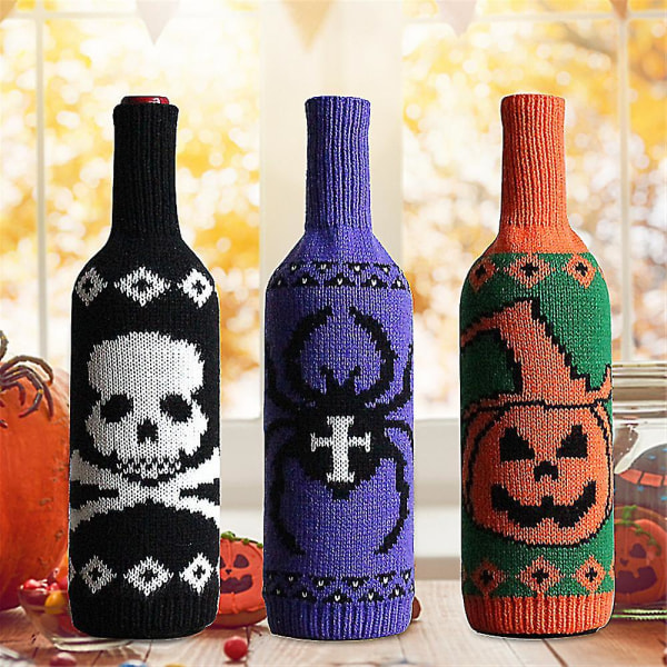 Dekorativt Halloween-vinflaskedeksel Gjenbrukbart Halloween-pynt for hotelllobbyrestauranter (Skjelettmodellen)