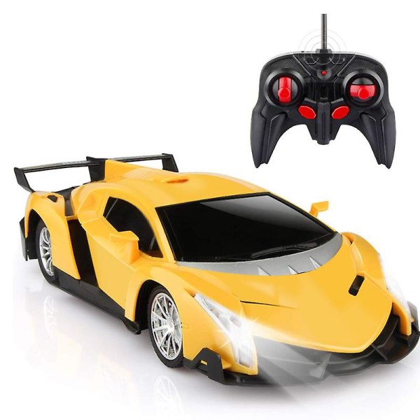 Barne fjernkontroll bil gutt leke bil lys Drift Racing pedagogisk leke fjernkontroll（gul）