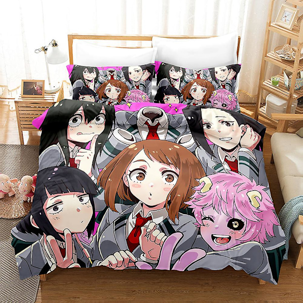 3D Digitaltryck Cartoon My Hero Academia Quilt Cover Pillowcase Sängkläder Tredelad Set YXX9 180*200cm -ZHENV（180*200cm）