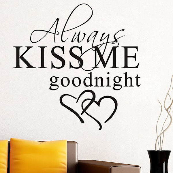 ALWAYS KISS ME GOODNIGHT LOVE -lainausseinätarra, makuuhuoneen irrotettava tarra, DIY, 1 kpl
