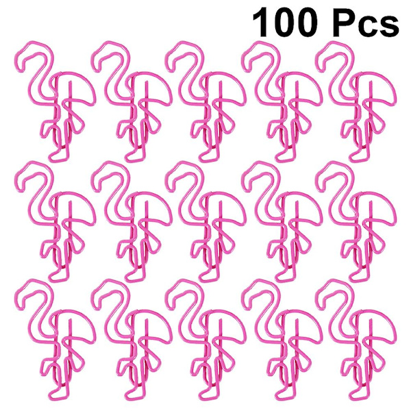 100 st vackra rosa flamingo bokmärkesplanerare Pappersklämma Material Escolar Bokmärken för bokpapperssaker Skolmaterial (rosa)