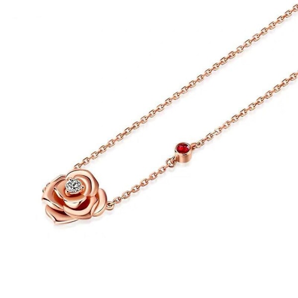 18k rosegullbelagt CZ steinblomst anheng halskjede smykker gave til kvinner 18"
