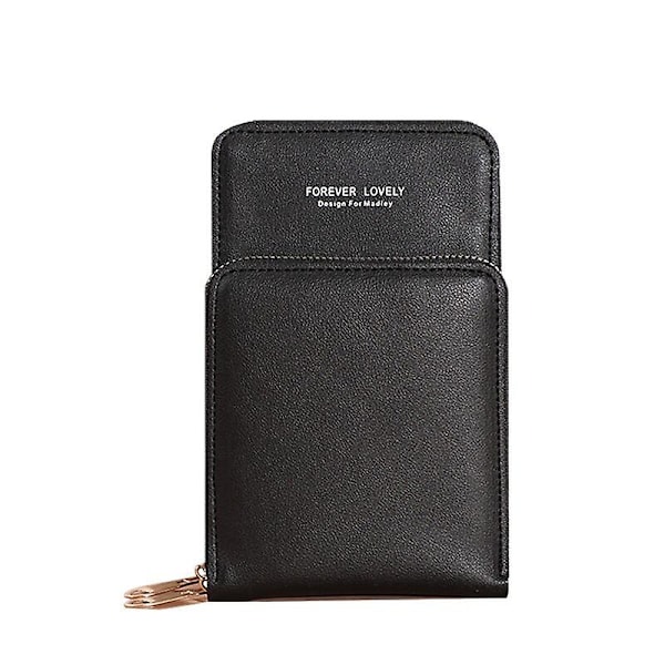 Handväska Crossbody Mobiltelefon Axelväskor för Kvinnor Touch Screen Telefon Plånbok Lyxväskor Damkort Håll Plånbok Clutch Handväskor（A-svart）