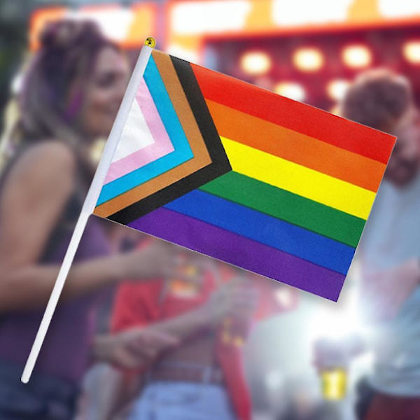 Lgbtq regnbågsflaggor för hand, tydligt tryckta regnbågsflaggor för Lgbtq-parader och sammankomster（50 st C）