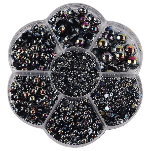 2800 st halva pärlor, halv flatback rund pärlpärla lösa pärlor för gör-det-själv hantverk, 7 Storlek: 2 mm, 3 mm, 4 mm, 5 mm, 6 mm, 8 mm, 10 mm - rosa（svart）