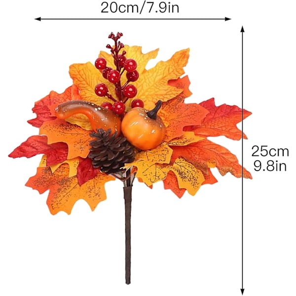 Set med 3 Konstgjorda Lönnlöv Pumpagrenar - Dekoration för Halloween, Thanksgiving