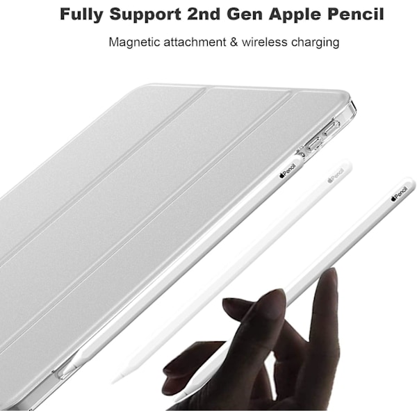 iPad Air 4 Fodral 2020 - iPad Air 4:e generation Fodral 10,9 tum Lätt Smalt Omslag Med Genomskinlig Frostad Hård Bakstycke [stöder Touch ID] (grå)