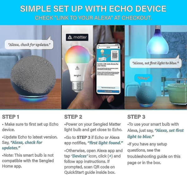 Echo Pop Lavender Bloom med gratis Sengled Smart Color Bulb