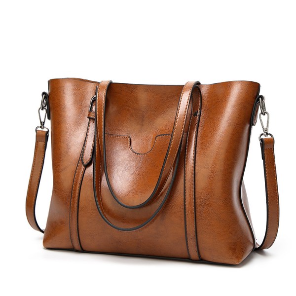 Handväska - Axelväska i äkta läder - 12,6 tum brun