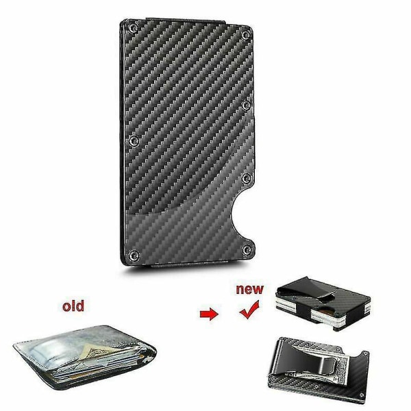 Rfid Blocking Carbon Fiber Minimalist Ridge Money Clip Front Pocket Herre tegnebog