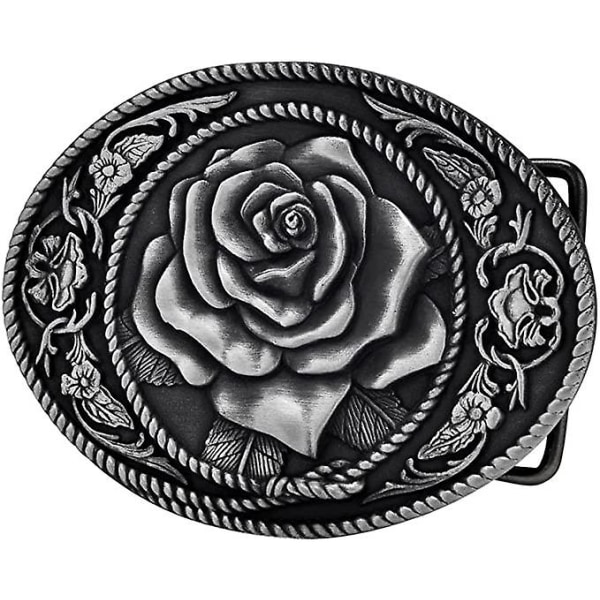 WJNIV Buckle Rage Vintage Rose Dekorativt Bælte Buck Snap On Antique Western