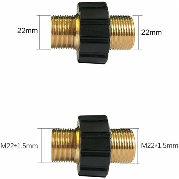 Slangsnabbkoppling M22 x 1,5 Dubbelplugg Högtryckstvätt Adapter (14mm