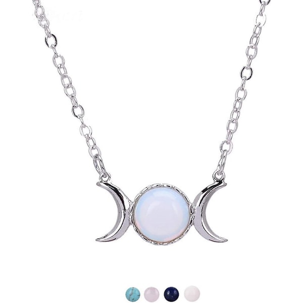 Opal Triple Goddess Moon Symbol hänge halsband